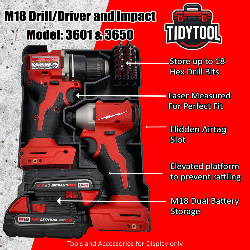 M18 Drill Driver Organizer for Milwaukee Compact Packout