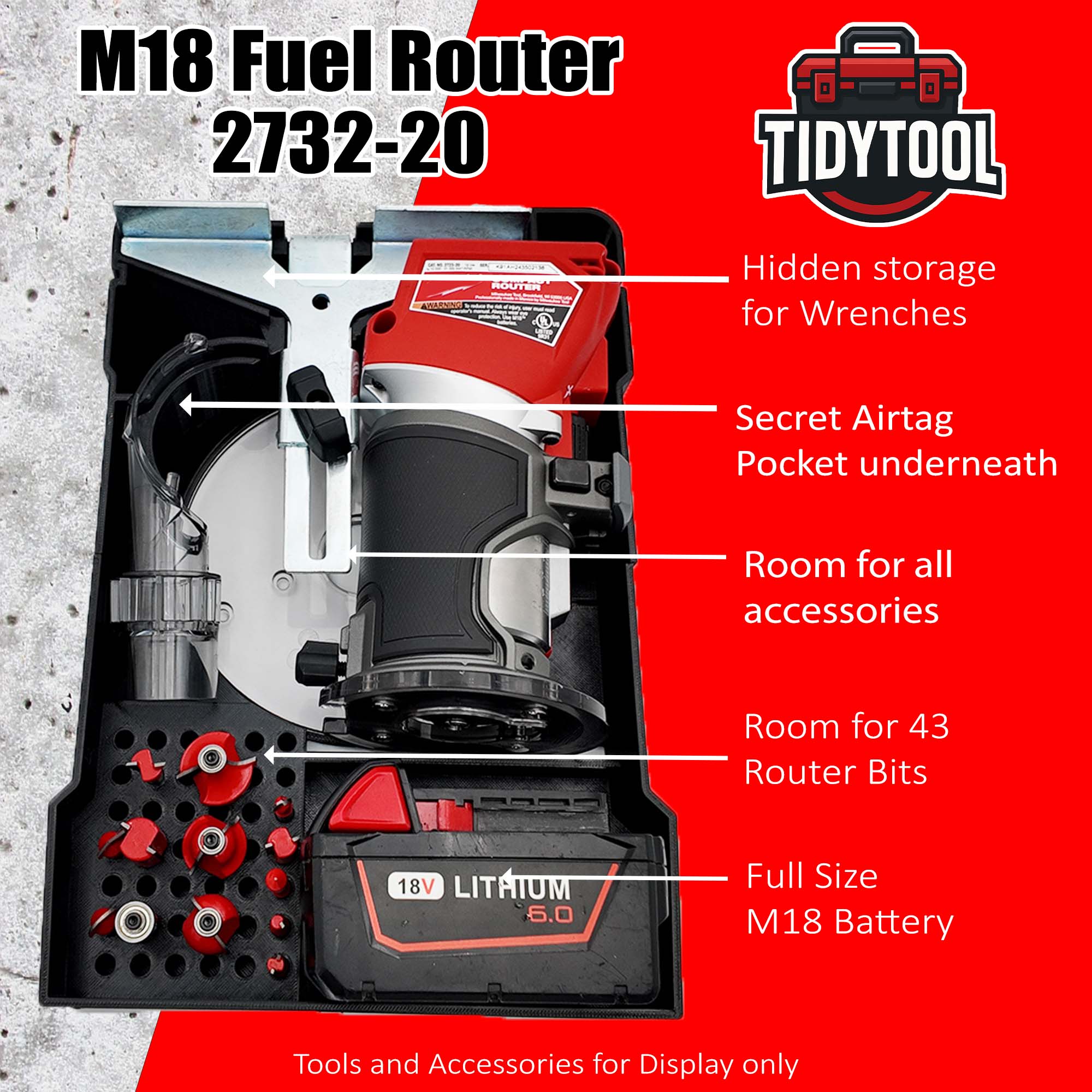 M18 Router Organizer for Milwaukee Compact Packout