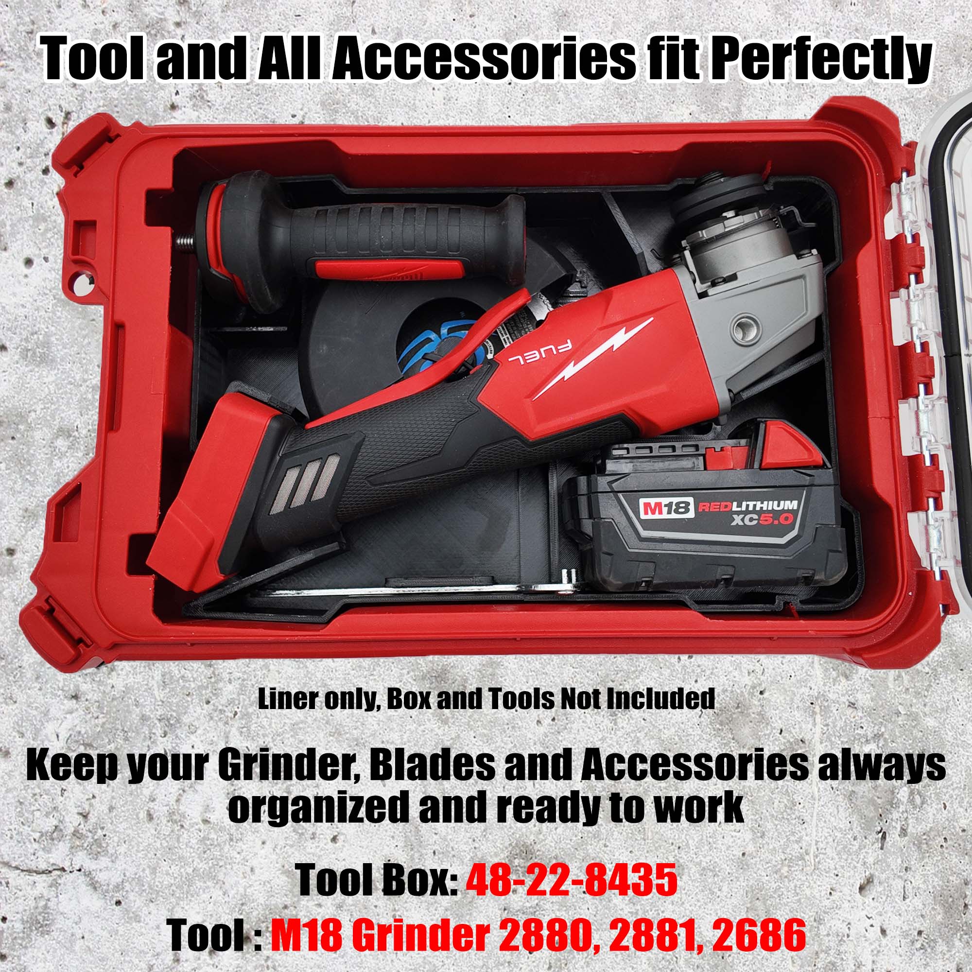 M18 Grinder Organizer for Milwaukee Compact Packout  Version 3