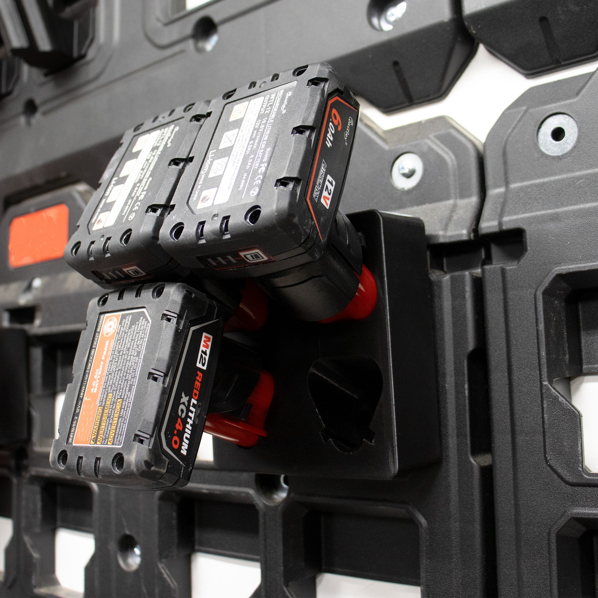 Packout Wall M12 Battery Holder Quad Mount  Large and Small Batteries
